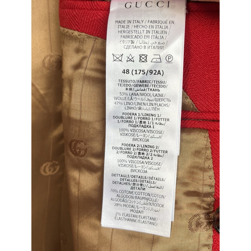 NWT Gucci Wool Linen Double Breast Herringbone Blazer Jacket IT 48 US 38 Formal - Picture 14 of 16